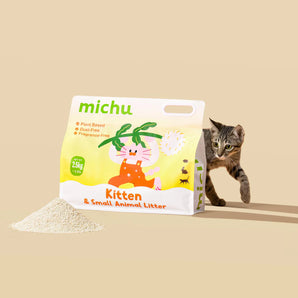 Michu Tofu Cat Litter for Kittens and Small Animals, Natural Crushed Formula, Plant-Based & Safe if Ingested 2.5kg/6L