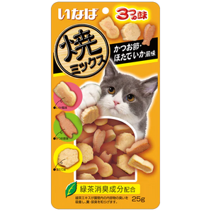 CIAO Soft Bits Mix Tuna and Chicken Fillet with Dried Bonito Scallop and Squid Flavor 25G