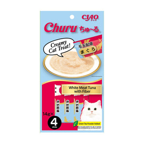 CIAO Churu Puree Cat Wet Treat White Meat Tuna With Fibre Hairball