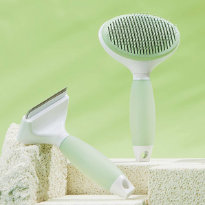 Michu Round-Head Grooming Dog/Cat Brush & Shedding Rake Bundle